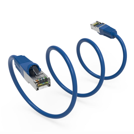 Cat7 Shielded (SSTP) 600MHz Ethernet Patch Cable, Snagless Boot, Blue (1-100ft)