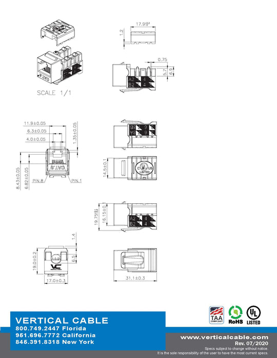 Cat6 Keystone Jack - 110 Style