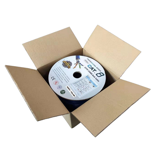 Cat8 Solid S/FTP Bulk Wire 23AWG 40Gbps Blue