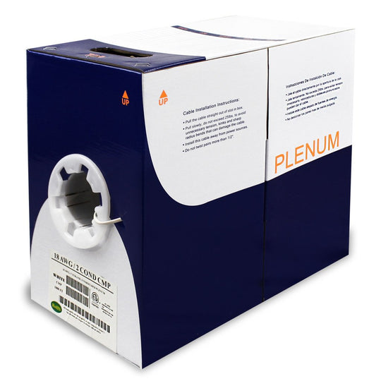 Wavenet 18/2 Control Cable  Plenum White Reelex II 1000ft Box, ETL
