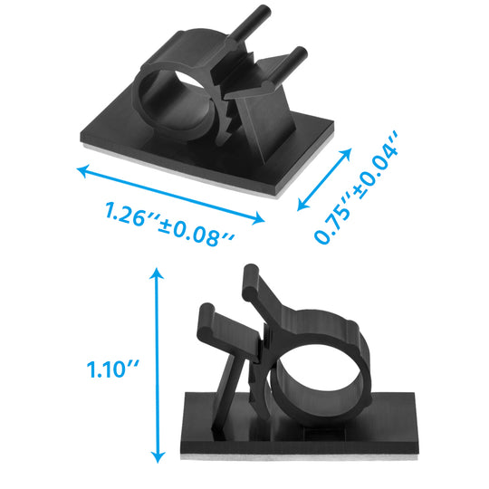 Nylon Self Adhesive Cable Management Clip Round Type 100-Pack