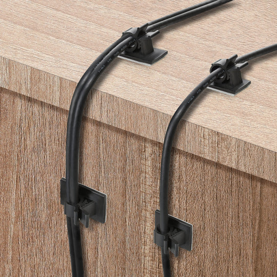 Nylon Self Adhesive Cable Management Clip Round Type 100-Pack