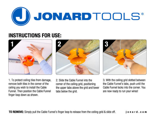 Jonard Tools Cable Funnel Drop Ceiling Protector