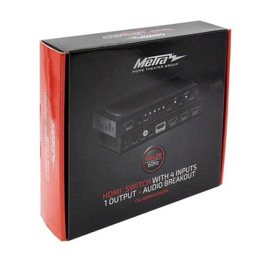 Metra HDMI Switch w/ 4 Inputs and 1 Output & Audio Breakout - 4K/60Hz