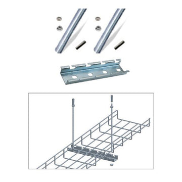 Quest Cable Tray Ceiling Hanging Bar Kit with Rods, Zinc