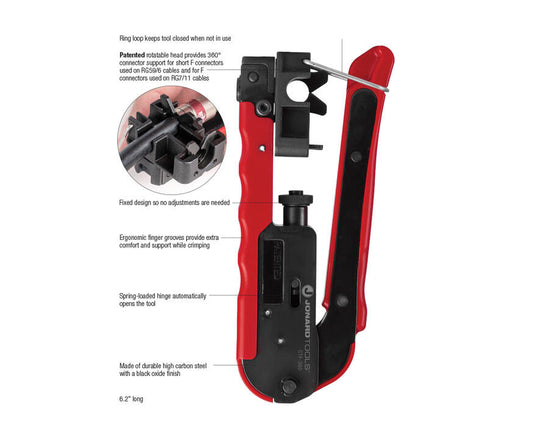 Jonard Tools 360° Compression Tool for Short RG6, & RG11 Style F Connectors