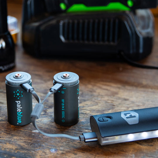 Pale Blue Lithium Ion USB Rechargeable D Batteries - 2 Pack