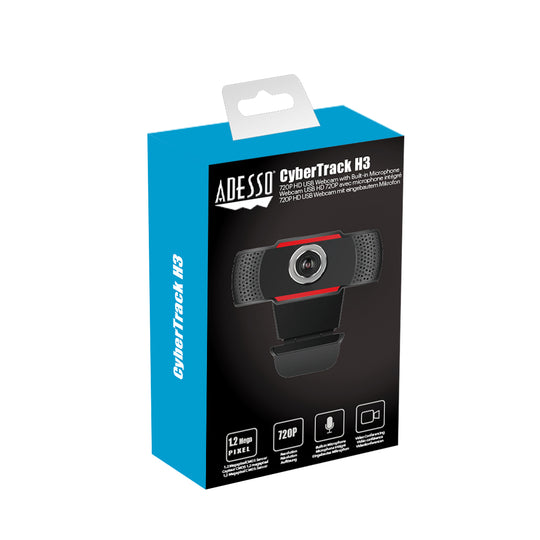 Adesso CYBERTRACK H3 720P HD USB Webcam with Built-in Microphone