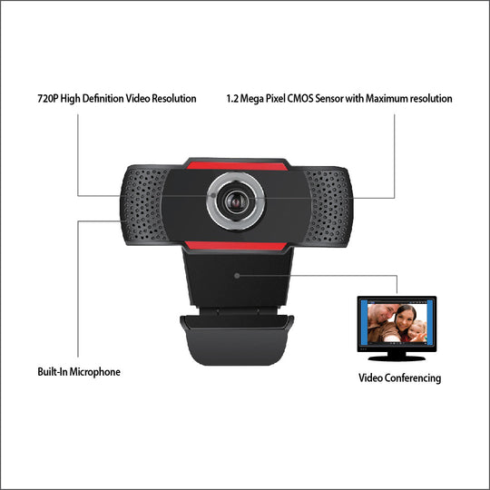 Adesso CYBERTRACK H3 720P HD USB Webcam with Built-in Microphone