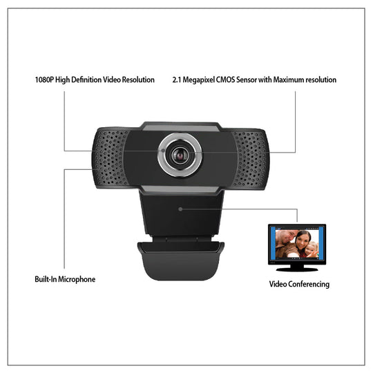 Adesso CYBERTRACK H4 1080P HD USB Webcam with Built-in Microphone