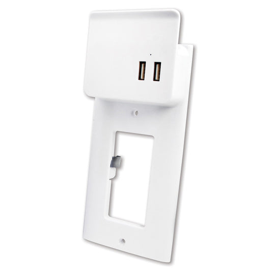 Quest Wall Plate W/ Dual USB Charging, White, ETL