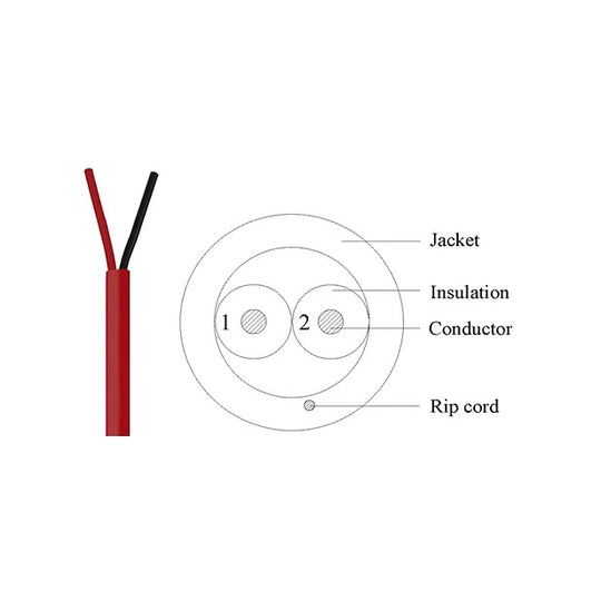 Wavenet Fire Alarm FPLR Cable 16AWG/2C Red Solid Unshielded 1000' Reel