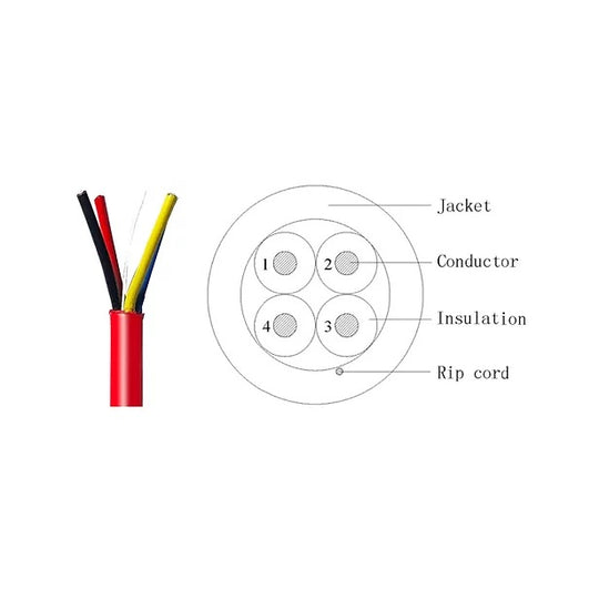 Wavenet Fire Alarm FPLR Cable 18AWG/4C Red Solid Unshielded 1000' Reel