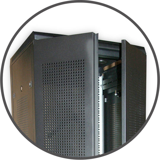 Quest Floor Enclosure Server Cabinet, Acrylic Door, 45U, 7' x 27"W x 34"D, Black