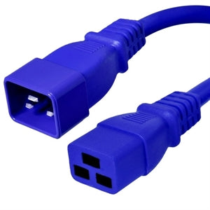 C20 to C19 Power Cord – 20A, 250V, 12/3 SJT - Blue