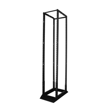 Quest 45 Unit (45U) 4-Post Open Frame Steel Floor Rack, Black