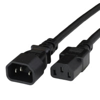 World Cord NEMA 5-15P to Right Angled C13 10A 125V 18/3 SJT Power Cord - Black