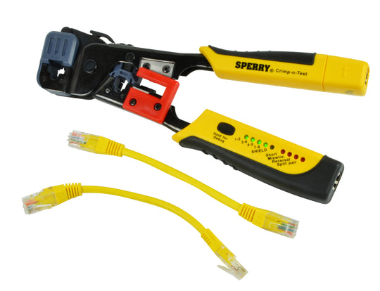 Sperry Instruments Crimp-n-Test RJ-45 and RJ-11 Crimping Tool with Built-in Tester, 1/Ea, GMC-3000