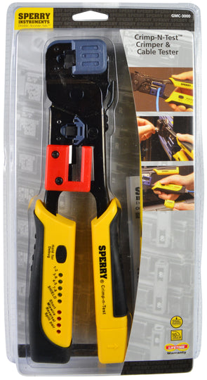 Sperry Instruments Crimp-n-Test RJ-45 and RJ-11 Crimping Tool with Built-in Tester, 1/Ea, GMC-3000