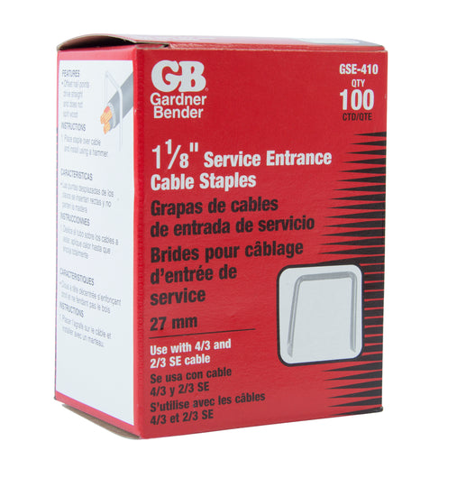 Gardner Bender 1-1/16 in. x 1-7/16 in. Gray Steel Staples for Service Entrance Cables (100-Pack), GSE-410