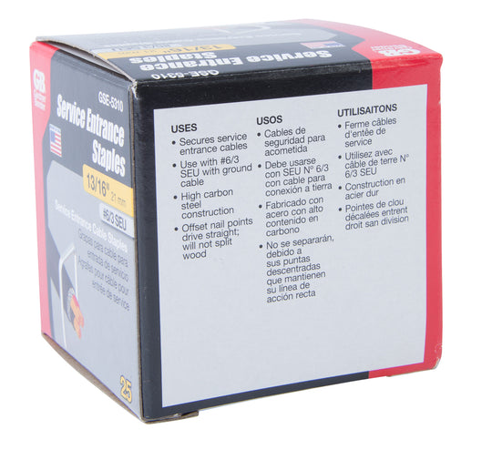 Gardner Bender 13/16" in. (20.6 mm) Graphite Metallic High-Carbon Steel Service Entrance Cable Staple (25-Pack), GSE-5310