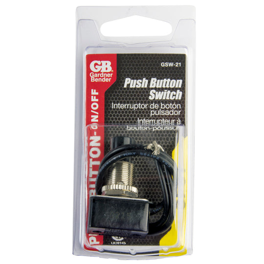 Gardner Bender Maintained Contact Push-Button Switch-Motor Rated, Single Pole-Single Throw, Push On-Push Off, Wire Leads, 1/Pkg, GSW-21