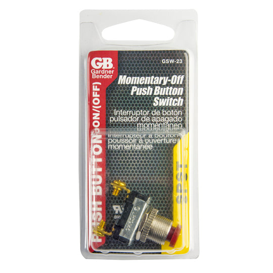 Gardner Bender SPST Momentary Contact Push-Button Switch (Red), GSW-23