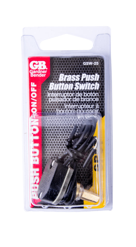 Gardner Bender 1/6/3 Amp Single-Pole Maintained Contact Push-Button Switch- Brass Plating, GSW-25