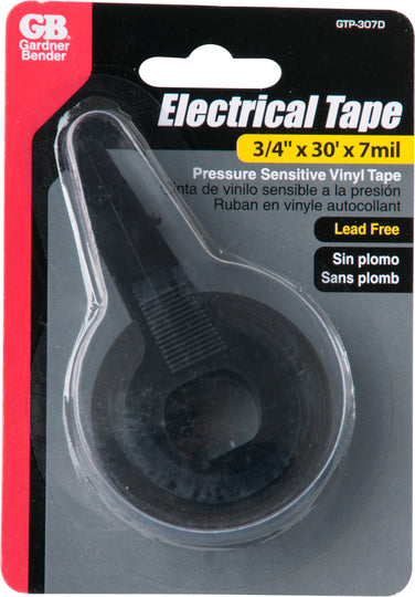 Gardner Bender All Weather Black Pressure Sensitive Vinyl Tape with Dispenser, GTP-307WD
