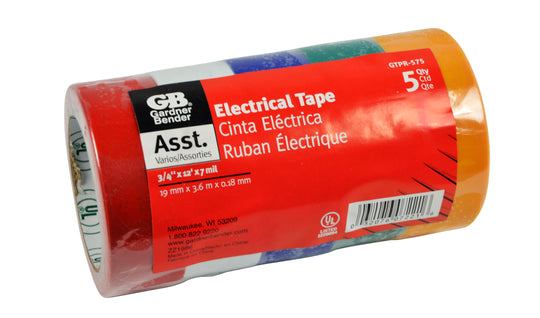 Gardner Bender 3/4" x 12' Electrical Tape, 5 Pack, GTPR-575