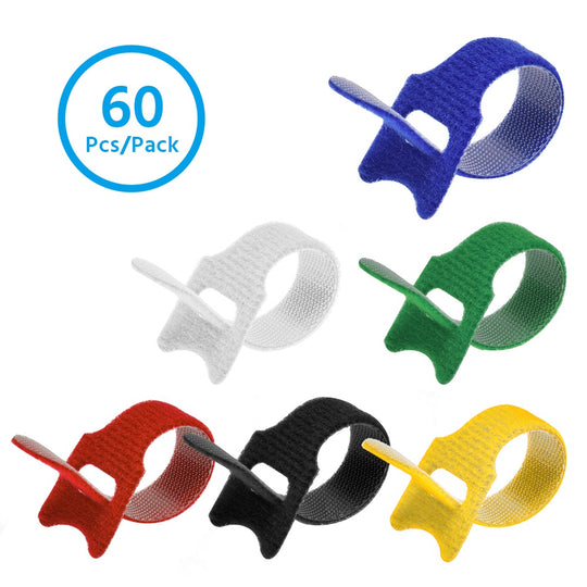 Hook and Loop Wrap Strap 1/2" Width Assorted colors , 60pc Pack
