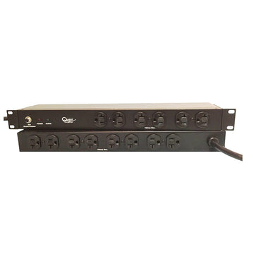 Quest Horizontal Rack Mount Surge Strip, 14 Outlets, 120V/20A, 1U, 19