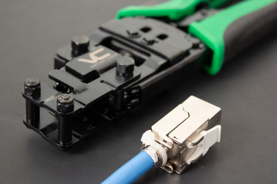 Vertical Cable I-Punch Termination Tool for CAT5e, CAT6, CAT6A Shielded Keystone Jacks