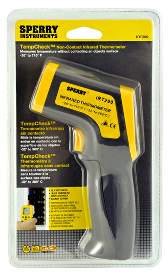 Sperry Instruments IRT200 Temp Check Gun Style Infrared Thermometer, 12:1 Distance to Spot Ratio , IRT200