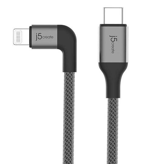 j5create USB -C™ to Right-Angle Lightning® Cable, 4ft