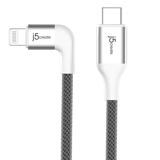 j5create USB -C™ to Right-Angle Lightning® Cable, 4ft