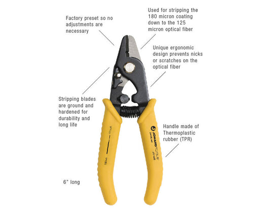Jonard Tools Ergonomic Fiber Optic Stripper, 180 micron
