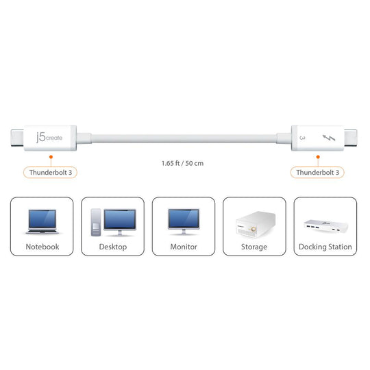 j5create JTCX01 Thunderbolt 3 Cable (1.65ft)