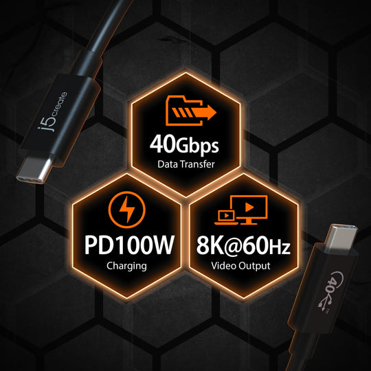 j5create Full-Featured USB-C® Cable (USB4® Gen 3)