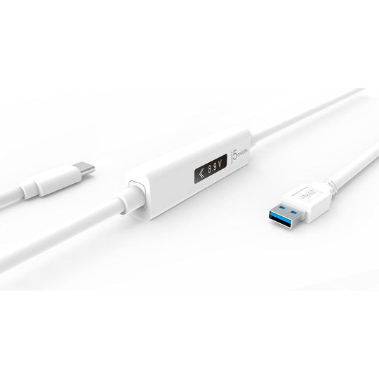 j5create JUCP13 USB™ Type-A 2.0 to USB-C™ Cable with OLED Dynamic Power Meter, 4ft