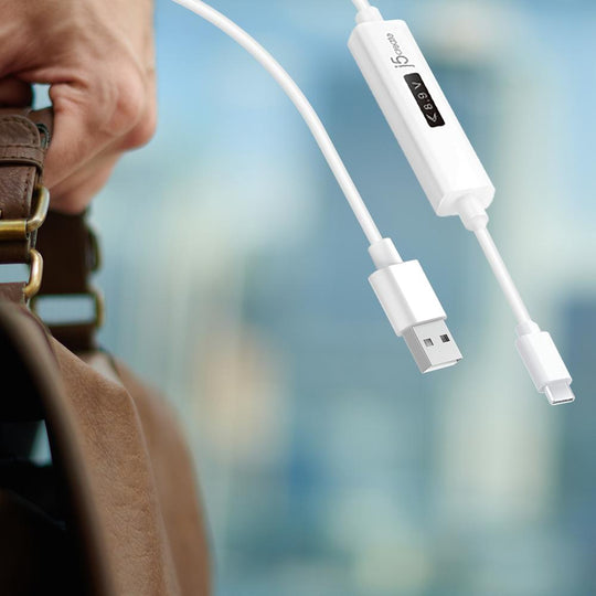 j5create JUCP13 USB™ Type-A 2.0 to USB-C™ Cable with OLED Dynamic Power Meter, 4ft