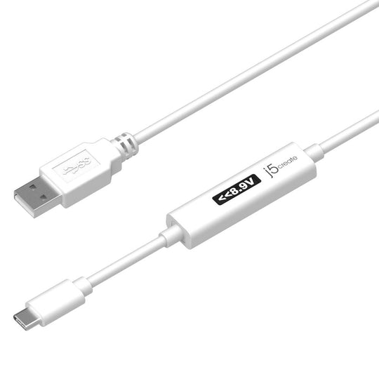 j5create JUCP13 USB™ Type-A 2.0 to USB-C™ Cable with OLED Dynamic Power Meter, 4ft