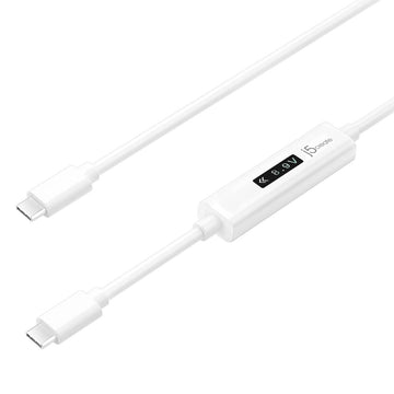 j5create USB-C™ 2.0 to USB-C™ Cable with OLED Dynamic Power Meter, 4ft