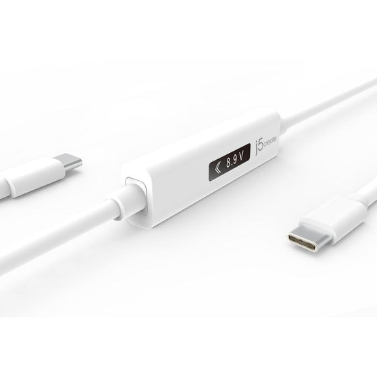 j5create USB-C™ 2.0 to USB-C™ Cable with OLED Dynamic Power Meter, 4ft