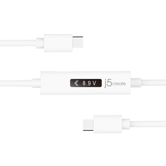 j5create USB-C™ 2.0 to USB-C™ Cable with OLED Dynamic Power Meter, 4ft
