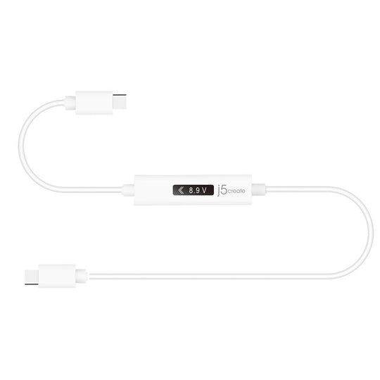 j5create USB-C™ 2.0 to USB-C™ Cable with OLED Dynamic Power Meter, 4ft