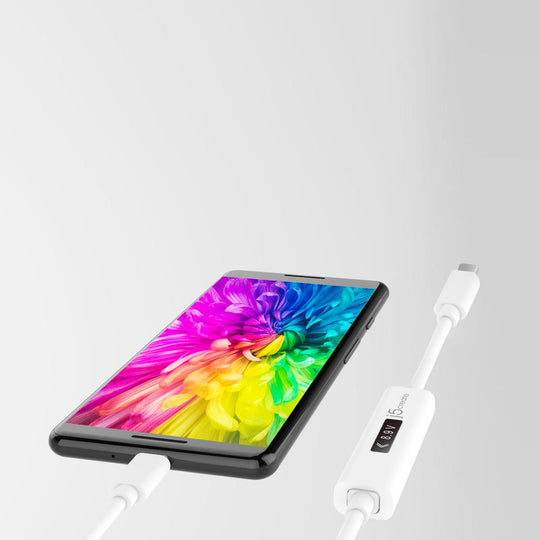 j5create USB-C™ 2.0 to USB-C™ Cable with OLED Dynamic Power Meter, 4ft