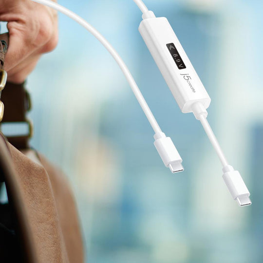 j5create USB-C™ 2.0 to USB-C™ Cable with OLED Dynamic Power Meter, 4ft