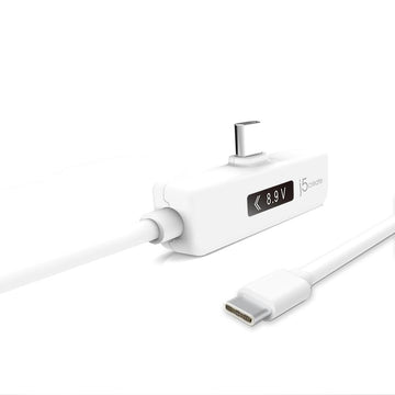 j5create JUCP15 USB-C to USB-C 2.0 Cable Right Angle with OLED Dynamic Power Meter, 4ft