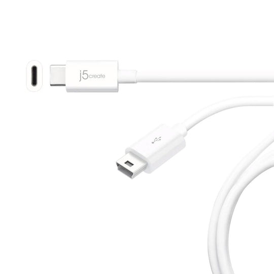 j5create JUCX10 USB2.0 Type-C to Mini-B Cable, 6ft